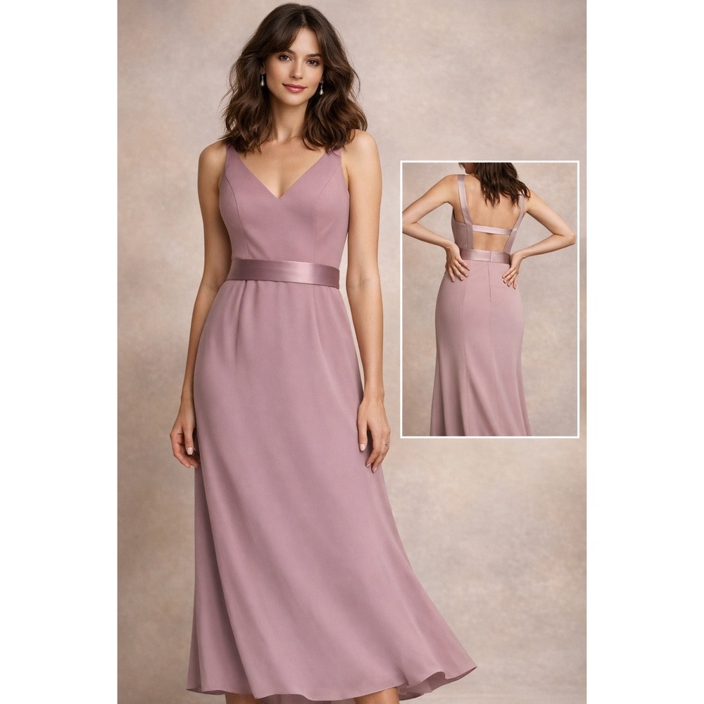 White Vera Wang Gown Strappy Back 6 Pink Womens Formal Bridesmaid Mermaid Dress